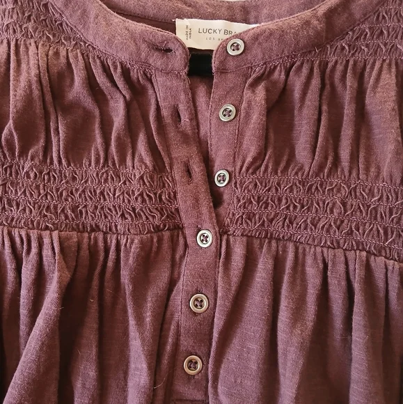 Smock Top Eggplant Lucky Brand, size L - Picture 4 of 5